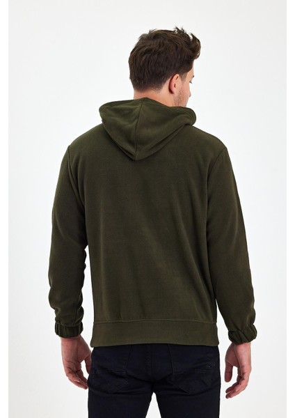 Erkek Polar Kapüşonlu Kanguru Cepli Sweat
