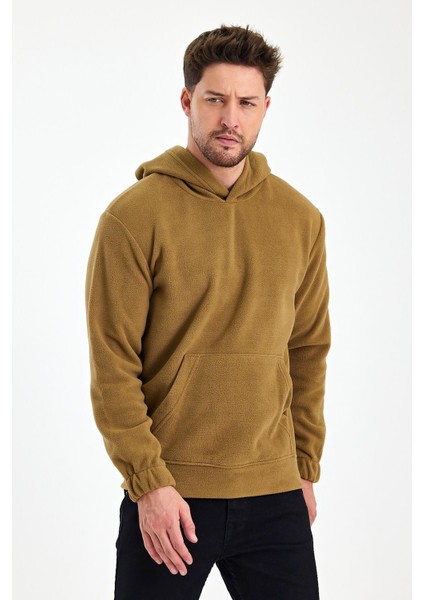 Erkek Polar Kapüşonlu Kanguru Cepli Sweat