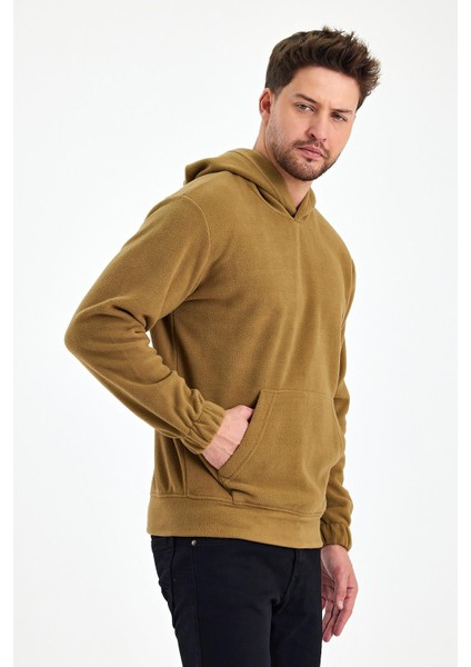 Erkek Polar Kapüşonlu Kanguru Cepli Sweat