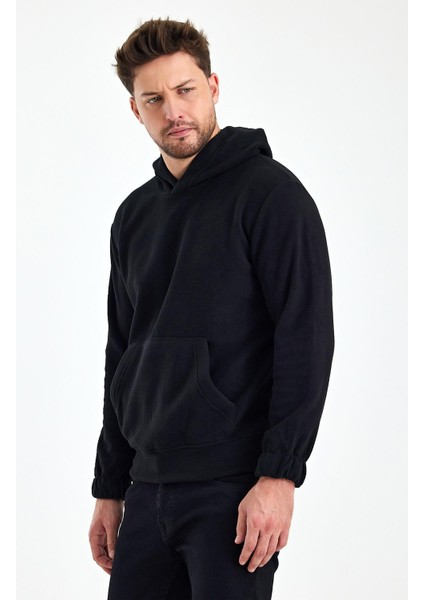 Erkek Polar Kapüşonlu Kanguru Cepli Sweat