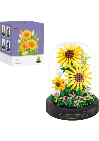 Fanuslu Çiçek Serisi – Ayçiçeği (BL18470) – Mini Blok Yapı Oyuncakları Seti