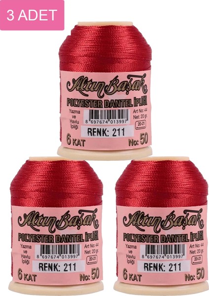 3 Adet Oya ve Dantel Ipi 20 gr - No: 211