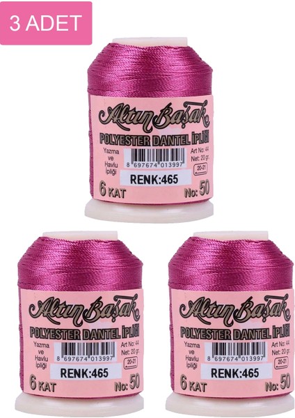 3 Adet Oya ve Dantel Ipi 20 gr - No: 465