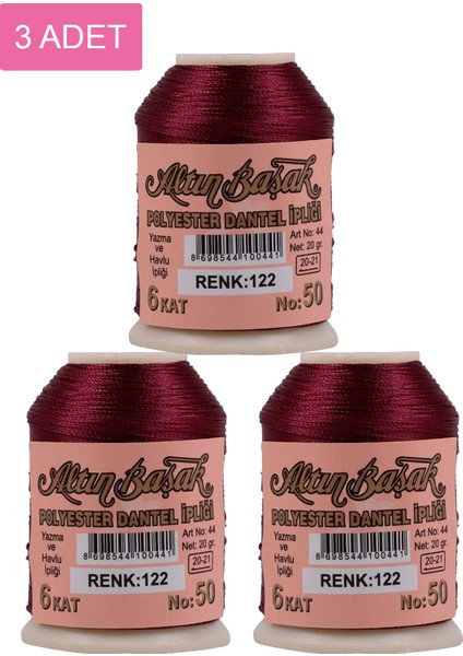 3 Adet Oya ve Dantel Ipi 20 gr - No: 122