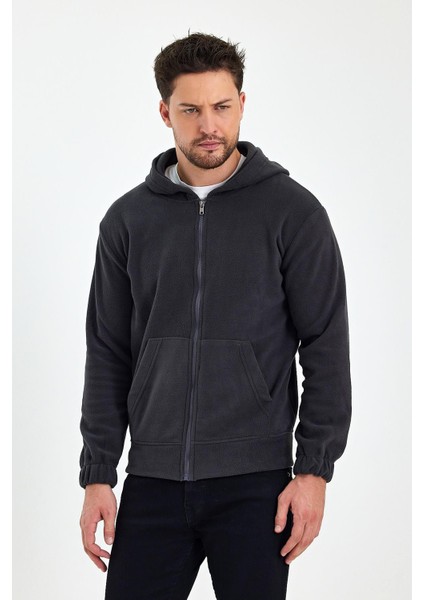 Erkek Polar Fermuarlı Kolu Lastikli Sweat