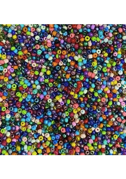 Karışık Renk 4 mm Yaklaşık 1100 Adet / 100 Gram Cam Boncuk Oya Yazma Bileklik ve Kolye