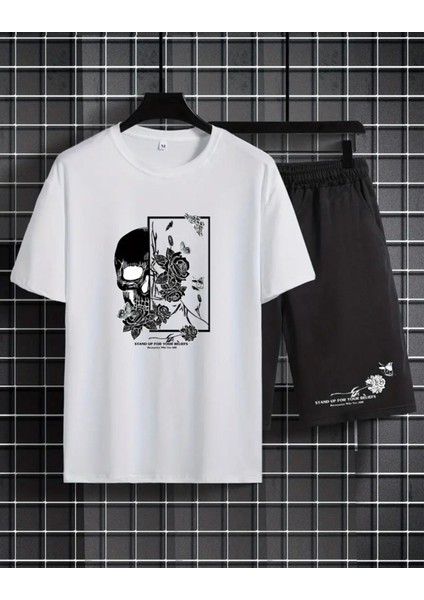 Punıx Kıds Özel Üretim Kuru Kafa Baskılı Yeni Stil Erkek Çocuk T-Shırt Şort Takım