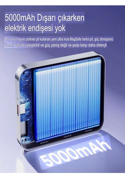 Bpb1 5000MAH Kablosuz Magsafe Powerbank Taşınabilir Batarya Beyaz Powerbank Iphone Telefon Şarj Aleti fırsatları