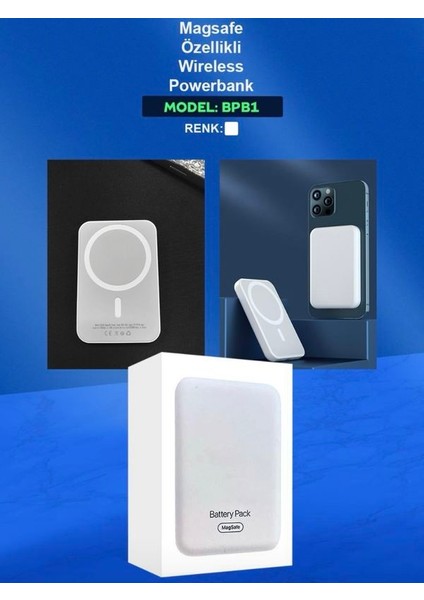 Bpb1 5000MAH Kablosuz Magsafe Powerbank Taşınabilir Batarya Beyaz Powerbank Iphone Telefon Şarj Aleti indirimleri