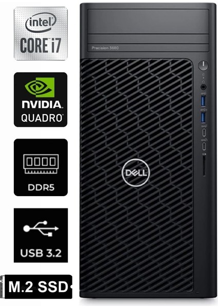 Precision 3680 I7-14700 3680-K021 64GB 512GB Quadro T1000 8gb Gddr6 Windows 11 Pro Tower Iş Istasyonu
