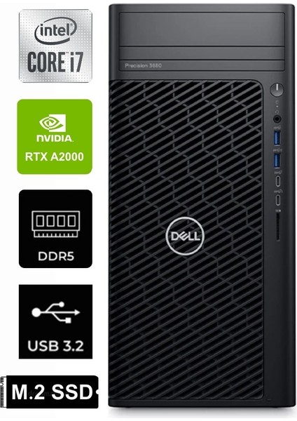 Precision 3680 I7-14700 3680-K042 96GB 512GB Rtx A2000 6gb Windows 11 Pro Tower Iş Istasyonu