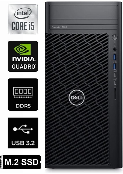 Precision 3680 I5 14400F 3680-K158 128GB 4tb Quadro T1000 8gb Gddr6 Windows 11 Pro Tower Iş Istasyonu