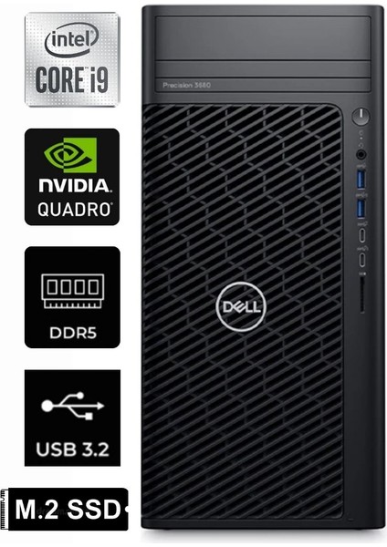 Precision 3680 I9 14900K 3680-K199 16GB 512GB Quadro T1000 4gb Windows 11 Pro Tower Iş Istasyonu