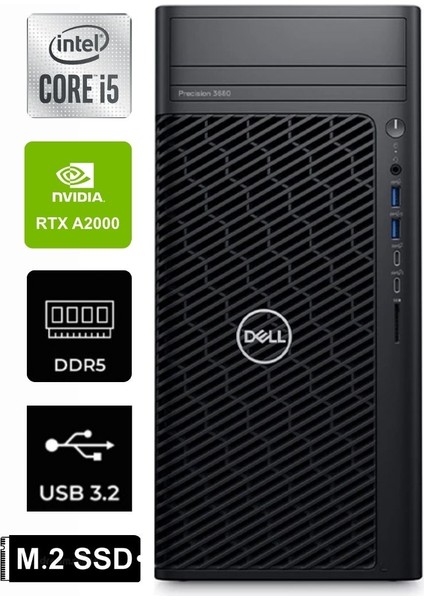 Precision 3680 I5 14400F 3680-K174 16GB 4tb Rtx A2000 6gb Windows 11 Pro Tower Iş Istasyonu