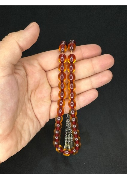 Sevgiliye Özel Hediye Toz Kehribar Tesbih Koyu Sarı Renkli Kapsül Kesim 10MMX9MM H-1571. modelleri