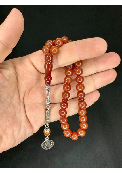 Sevgiliye Özel Hediye Çubuk Kehribar Tesbih Kahverengi Renk Küre Kesim 8 mm H-1532. fiyatları