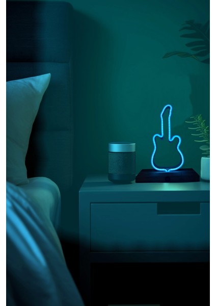 Gitar Figürlü Neon Gece Lambası