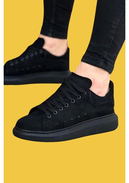 WG096 Bağcıklı Rahat Taban Kömür Süet Günlük Erkek Casual Ayakkabı