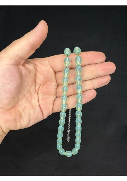 Sevgiliye Özel Hediye Toz Kehribar Tesbih Mavi/yeşil Renkli Kapsül Kesim 12MMX8MM H-1603. modelleri
