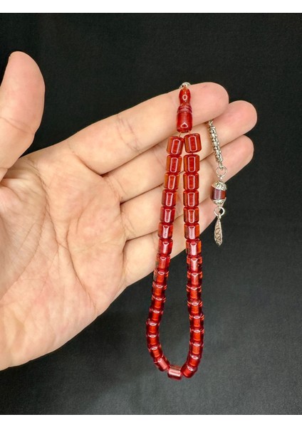 Sevgiliye Özel Hediye Çubuk Kehribar Tesbih Bal Renk Kapsül Kesim 8mm x 7mm H-1527.