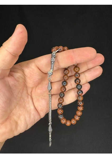 Sevgiliye Özel Hediye Kahverengi Obsidyen Taşı Doğaltaş Tesbih Küre Kesim 8 mm H-1554. fiyatları
