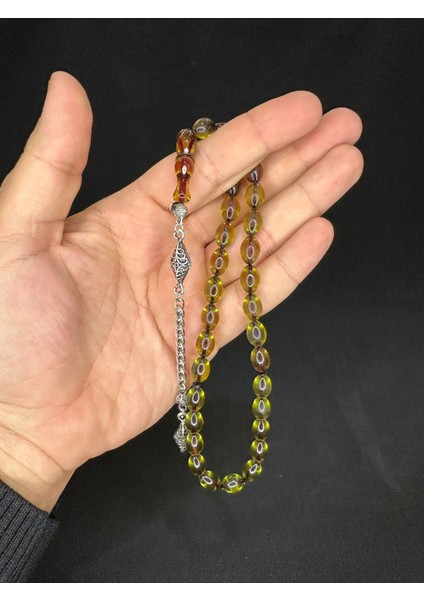 Sevgiliye Özel Hediye Toz Kehribar Tesbih Sarı Renkli Beyzi Kesim 11MMX8MM H-1576. modelleri