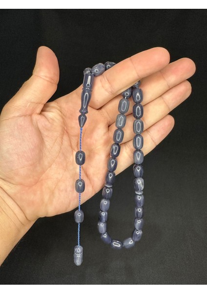 Sevgiliye Özel Hediye Sıkma Kehribar Tesbih Koyu Gri Renk Kapsül Kesim 12MX8MM H-1547. fiyatları