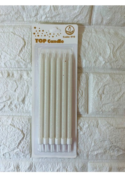 - 6 Adet Simli Pasta Mumu Beyaz 17 cm 11