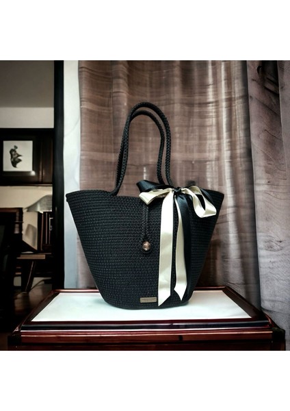 Çanta Plaj Çantası Veya Günlük Kullanıma Uygun Siyah Renk Jüte Çanta fiyatları