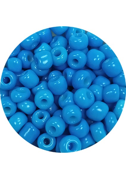 Dökme Cam Kum Boncuk Büyük Boy (6/0) 4 mm - 20 Gram - Açık Mavi - BNC106