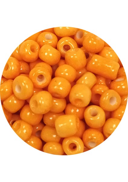 Dökme Cam Kum Boncuk Büyük Boy (6/0) 4 mm - 60 Gram - Açık Turuncu - BNC131