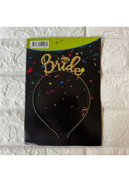 - Bride Yazılı Metal Taç Gold 11
