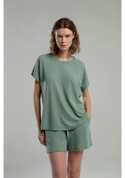 Bisiklet Yaka Triko Kadın T-Shirt 00019