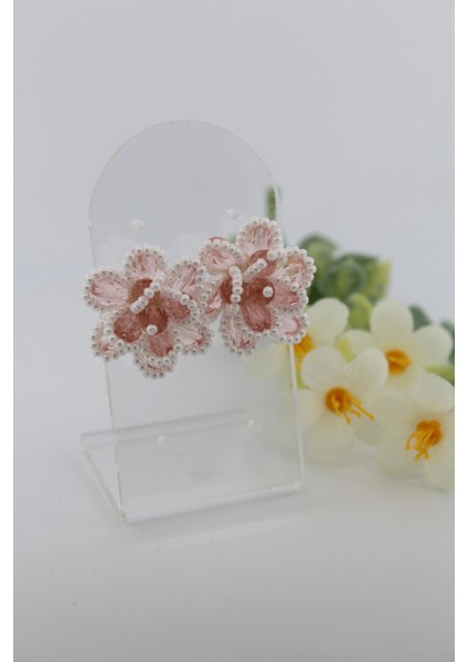 Çift Katmanlı Boncuklu Kristal Küpe