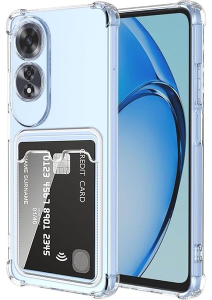 Oppo A38 Uyumlu Kılıf Darbe Emici Köşe Korumalı Kartlıklı Cüzdanlı Silikon Kapak - Şeffaf