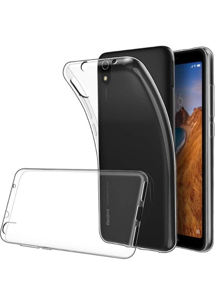 Redmi 7A Uyumlu Şeffaf Silikon Kılıf - Kamera Korumalı Esnek Tam Koruma Kapak