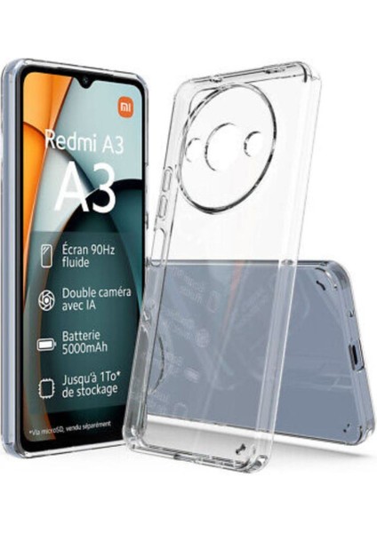 Redmi A3 4g 2024 Uyumlu Şeffaf Silikon Kılıf - Kamera Korumalı Esnek Tam Koruma Kapak