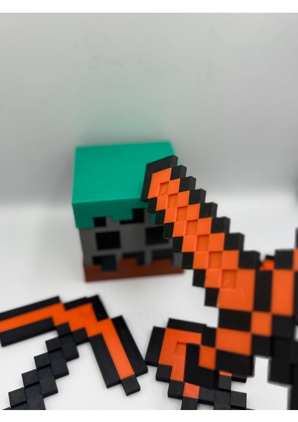 Minecraft (Balta-Kılıç-Ok-Kürek) + (Box) Özel Yapım