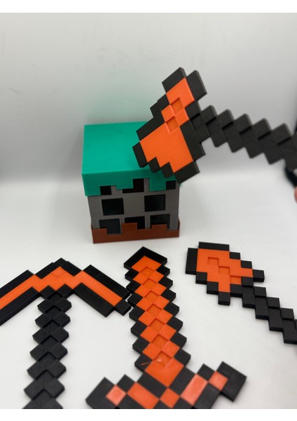 Minecraft (Balta-Kılıç-Ok-Kürek) + (Box) Özel Yapım