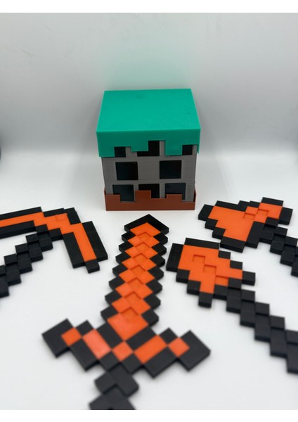Minecraft (Balta-Kılıç-Ok-Kürek) + (Box) Özel Yapım