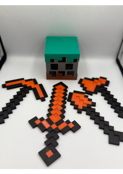 Minecraft (Balta-Kılıç-Ok-Kürek) + (Box) Özel Yapım
