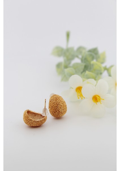 Kum Dokulu Yumurta Gold Küpe fiyatları