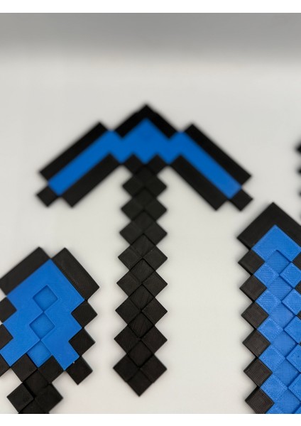 Minecraft 4'lü ( Balta - Kılıç - Ok - Kürek ) LEGO Hediyelik Mavi