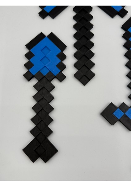 Minecraft 4'lü ( Balta - Kılıç - Ok - Kürek ) LEGO Hediyelik Mavi