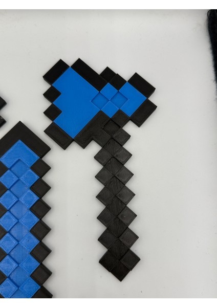 Minecraft 4'lü ( Balta - Kılıç - Ok - Kürek ) LEGO Hediyelik Mavi