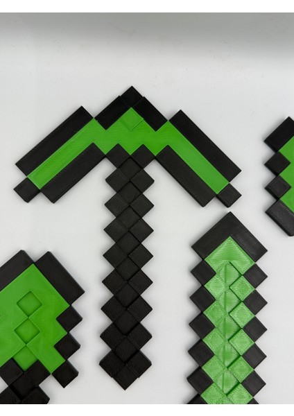 Minecraft 4'lü ( Balta - Kılıç - Ok - Kürek ) LEGO Hediyelik Yeşil