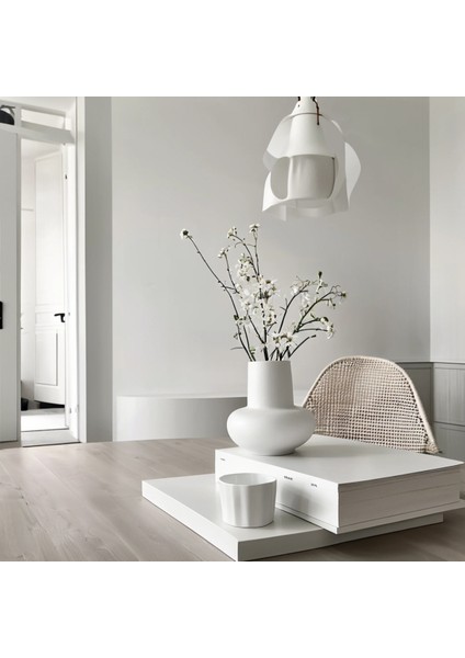 Beyaz Dekoratif Beton Lal Vazo - 15 cm | Modern ve Şık Minimal Tasarım indirimleri