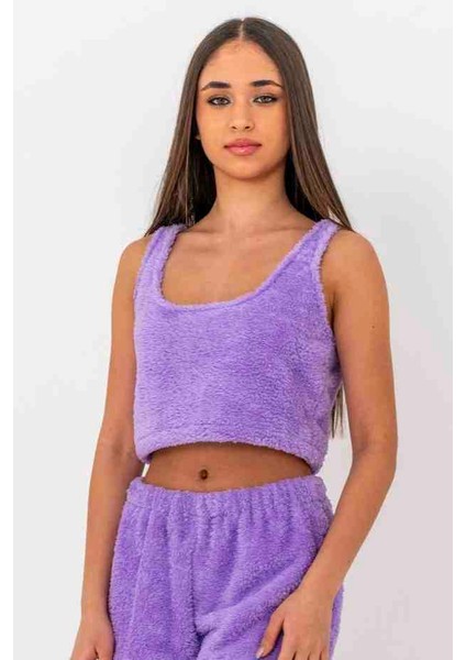 Welsoft Çift Taraflı Polar Yumuşak Kumaş Atlet Crop Body