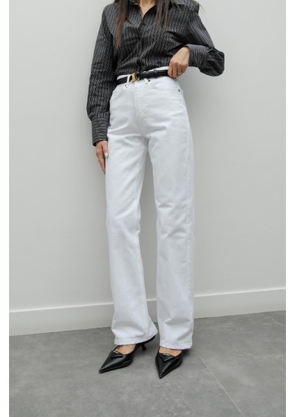 Beyaz Kuzmina Straight Jean fırsatları