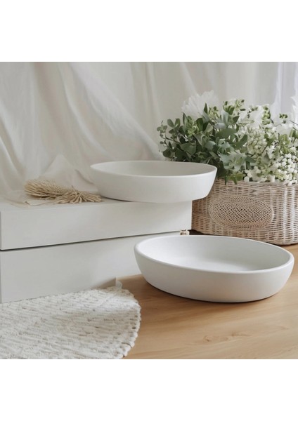Iskandinav Tarzı Beyaz Beton 2'li Sukulent Tekne Kase Set - Modern ve Minimalist Dekor fiyatları